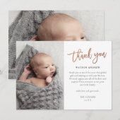 Moderne Baby van de Foto van het Manuscript Bedankkaart (Voorkant / Achterkant)