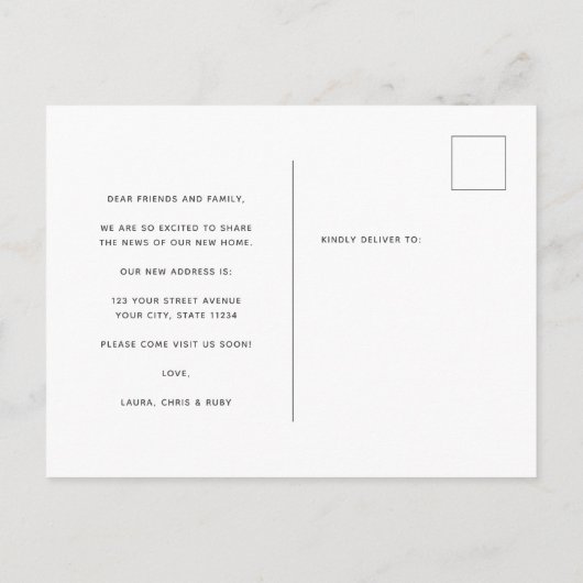 Moderne Baby van het Manuscript Nieuwe Wieg Bewege Aankondigingskaart (Achterkant)