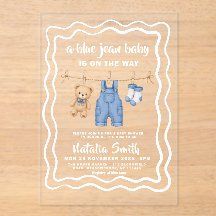 Moderne babyborrel met blauwe spijkerstof