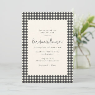Moderne babyborrel met zwart-wit geruit ruitjesmot kaart