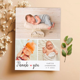 Moderne babyfeest met collage van 3 foto's briefkaart