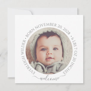 Moderne Babyfoto Geboorteaankondiging Plat Kaart
