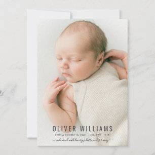 Moderne babyfoto geboorteaankondiging vlakke kaart