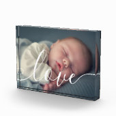 Moderne Babyfoto Witte Script LoveTypography Fotoblokken (Rechts)