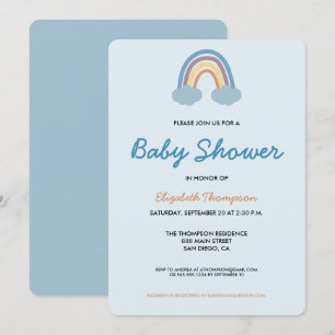 Moderne babyjongen blauw regenboogBaby shower Kaart