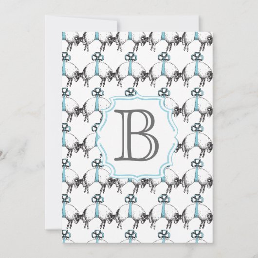 Moderne babyjongen Cute Lamb Pattern Shower Kaart (Achterkant)