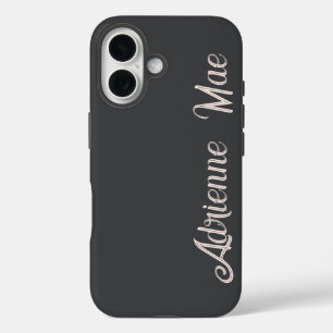 Moderne babyroze blush script monogram naam iPhone 16 hoesje