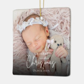 Moderne Baby's Eerste Kerstfoto Keepsake Keramisch Ornament (Links)