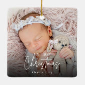 Moderne Baby's Eerste Kerstfoto Keepsake Keramisch Ornament (Achterkant)