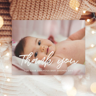 Moderne babyshower bedank foto briefkaart