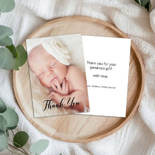 Moderne babyshower foto calligrafie script bedankt
