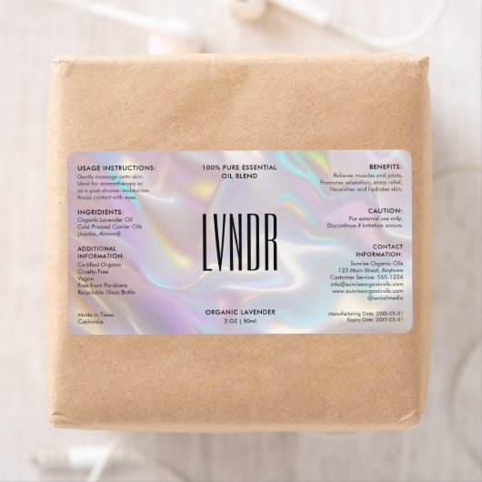 Moderne Bad Lichaam Schoonheid Ingrediënten Hologr Etiket (Insitu)