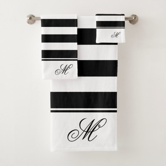 Moderne badkamer B met zwarte en witte strepen Bad Handdoek (Insitu)