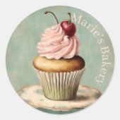 Moderne  bakker cake cupcake bakkerij ronde sticker (Voorkant)