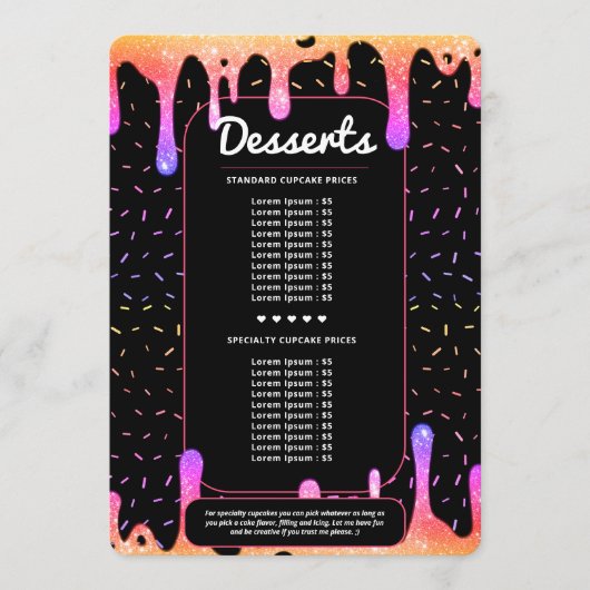 Moderne Bakker Catering Decorateur Druppel Regenbo Menu (Voorkant)