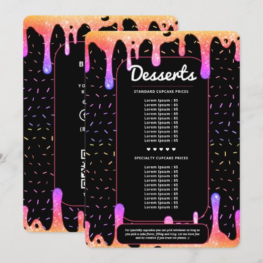 Moderne Bakker Catering Decorateur Druppel Regenbo Menu (Voorkant / Achterkant)