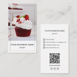 Moderne Bakkerij Foto QR Social Media Icons Wit Visitekaartje