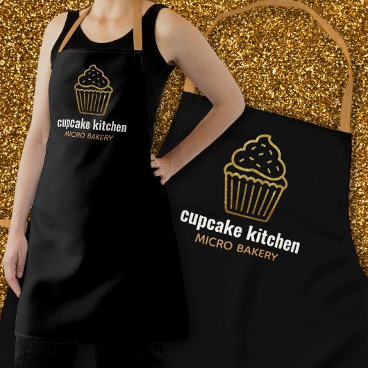 moderne bakkerij met de naam goud glitter cupcake schort