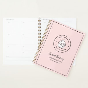 Moderne bakkerij roze aangepast logo planner