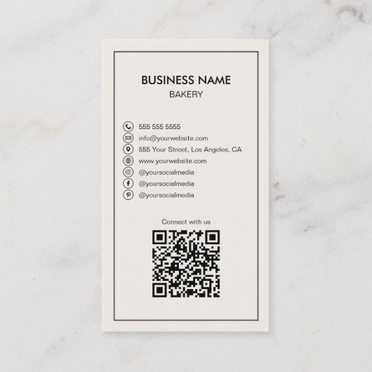 Moderne bakkerij taart winkel Creëer uw eigen Visitekaartje (Achterkant)