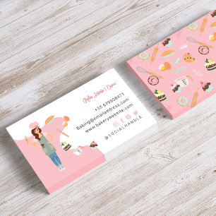 Moderne bakkerijdiensten voor dames en heren Roze Visitekaartje