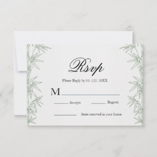 Moderne Bamboe Groen Huwelijks RSVP Kaart