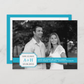Moderne band Save the Date Briefkaart (turquoise) (Voorkant / Achterkant)