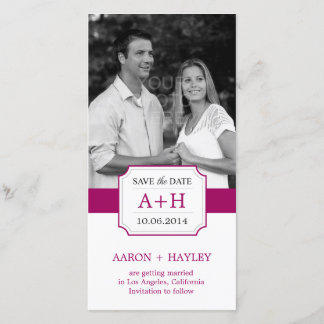Moderne Band Save The Date Fotokaart - Fuchsia
