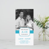 Moderne band sparen de Datum Fotokaart - Turquoise Save The Date (Staand voorkant)