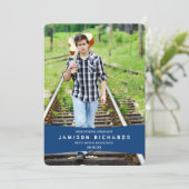 Moderne Banner Afstudeerder Party Invitation / Roy Kaart (Staand voorkant)