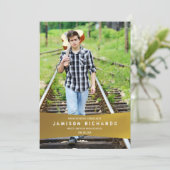 Moderne banner Afstudeerder Party Invite / Faux Go Kaart (Staand voorkant)