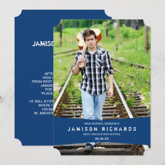 Moderne banner Afstudeerder / Royal Blue Kaart (Voorkant / Achterkant)