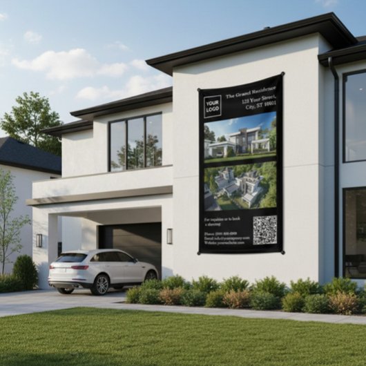 Moderne banner voor onroerend goed met QR-code