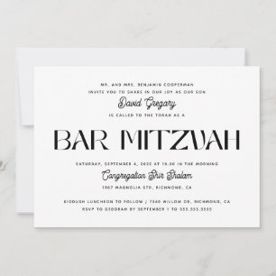 Moderne Bar Mitswa   Elegante Minimalistische Jood Kaart