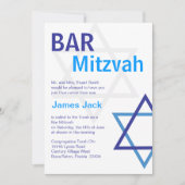 Moderne Bar Mitzvah Invitation - Bleu & Blanc (Devant)