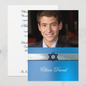 Moderne, Bar Mitzvah, Invitation photo personnalis (Devant / Derrière)