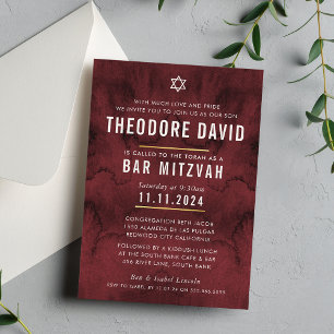 MODERNE BAR MITZVAH kastanjebruin rood patroon een Kaart