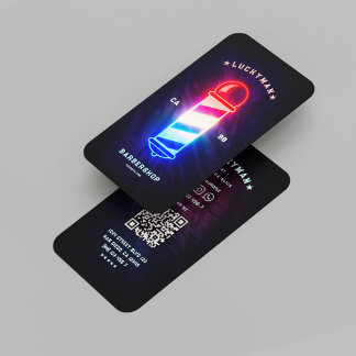 Moderne Barber Neon Barber's Pool Rood Wit Blauw Visitekaartje