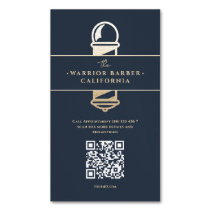 Moderne Barbershop Barber's Pole Barber QR Magnetisch Visitekaartje
