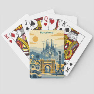 Moderne Barcelona Sagrada Familia Illustratie Pokerkaarten