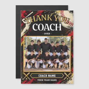 Moderne Baseball Teamfoto Coach Magneetkaart
