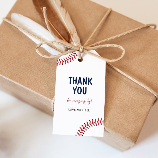 Moderne Baseballsteken Verjaardagscadeautag Cadeaulabel