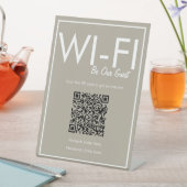 Moderne Basic Beige Wi-Fi QR-code voetstuk Reclamebord Met Voetstuk (Insitu)