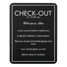 Moderne Basic Black Guest Check Out Sign