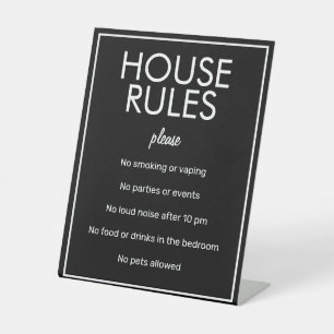 Moderne Basic Black House Rules Guest Pedestal Sig Reclamebord Met Voetstuk