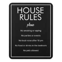 Moderne Basic Black House Rules Guest Sign