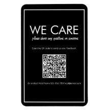 Moderne Basic Black QR Code Feedback Magnet