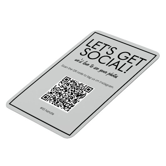 Moderne Basic Gray Social Media QR-code Magnet Magneet (Linkerzijde)