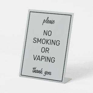 Moderne Basic Grey No Smoking Tabletop Sign Reclamebord Met Voetstuk