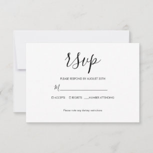 Moderne Basic Minimalistische Eenvoudige bruiloft RSVP Kaartje